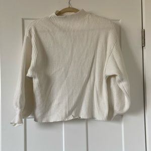 Line and Dot Funnel-Neck Ribbed Sweater Size Small